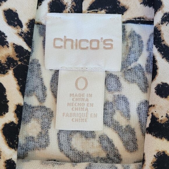 Chico's Animal-Print Mock-Neck Top SZ S 3/4 Sleeve Straight Hip Length Hem - Picture 12 of 15